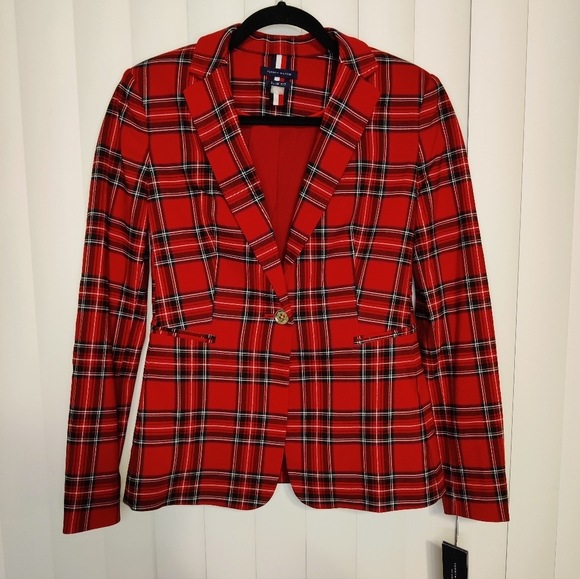 Tommy Hilfiger Jackets & Blazers - NWT Tommy Hilfiger red plaid suit jacket Women's size 8